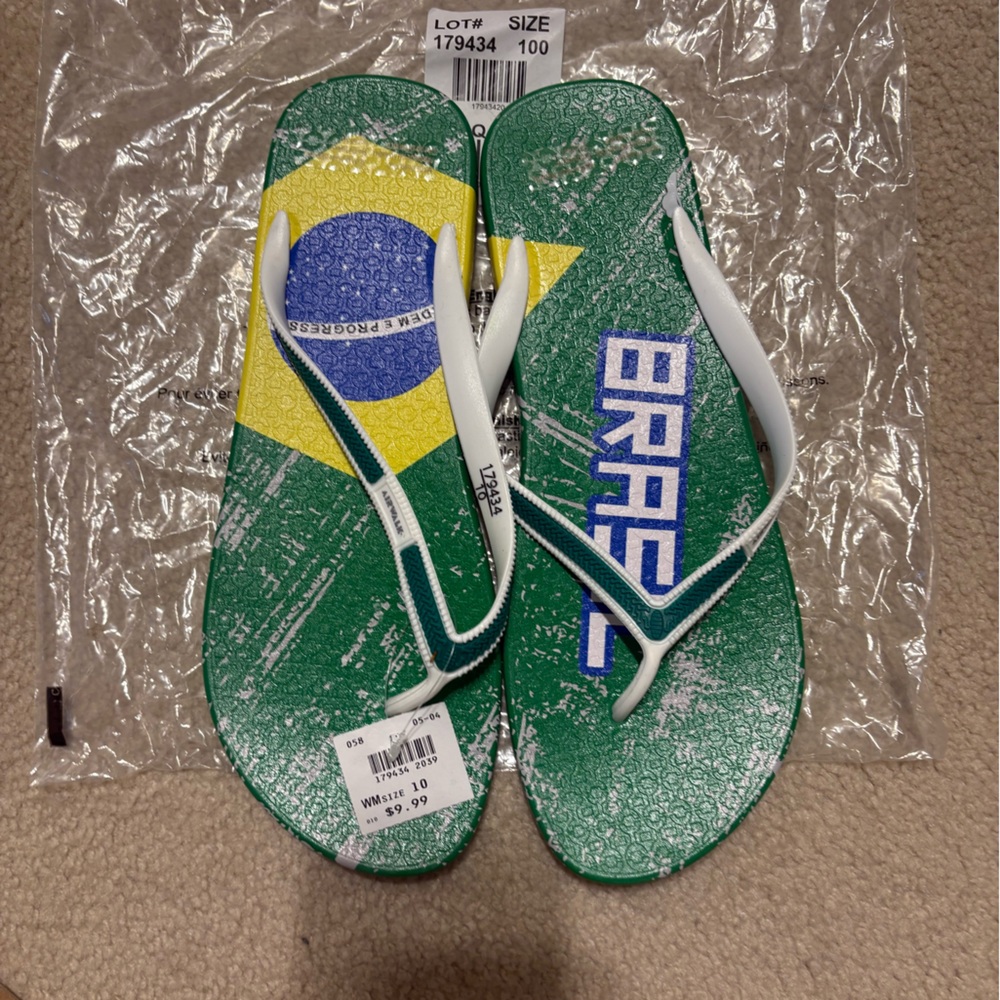 Green Brazil Flag Flip Flops!